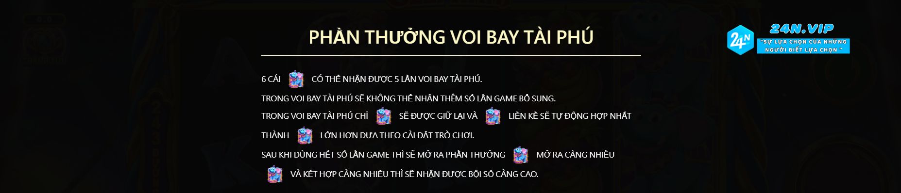 Biểu tượng Phần Thưởng Voi Bay Tài Phú trên 24n.vip