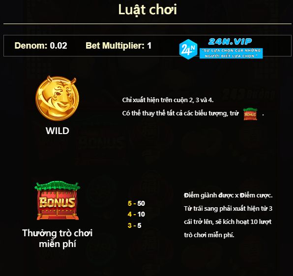 Luật chơi đơn giản của slot game trên 24N