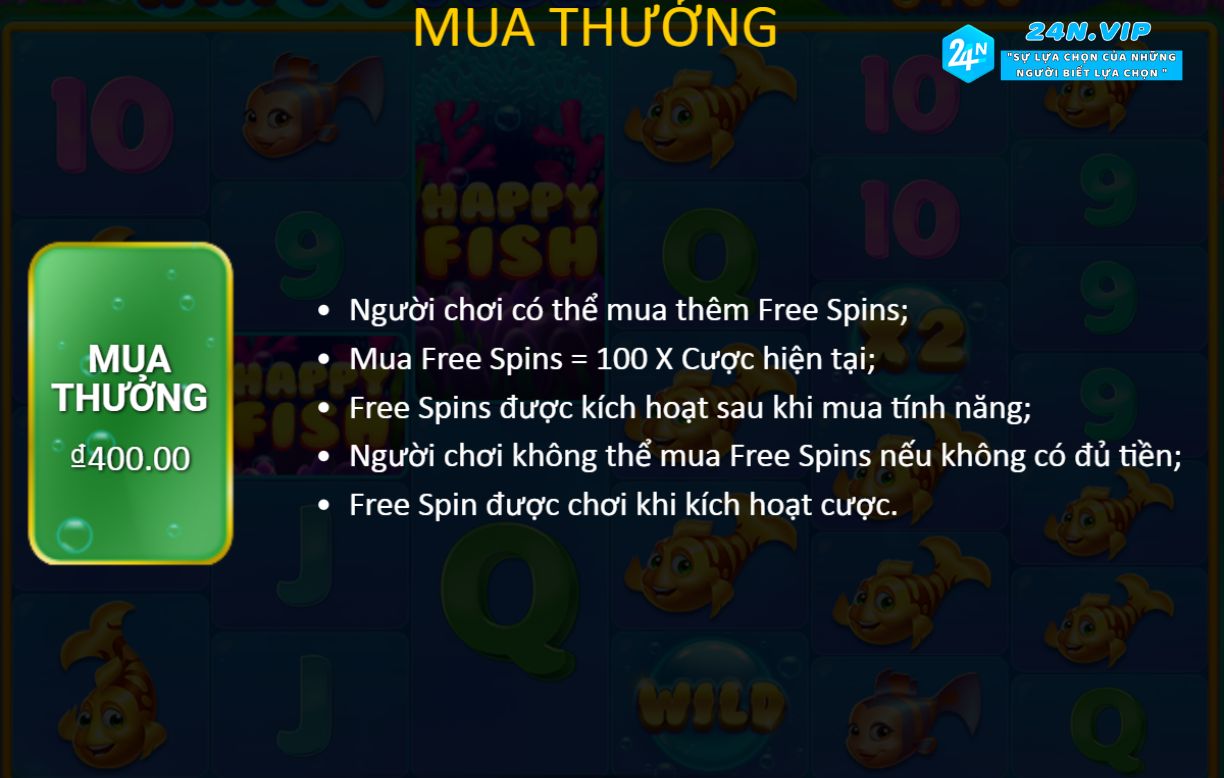 Mua Thưởng Trò Chơi Slot Happy Fish Trên Nhà Cái 24N