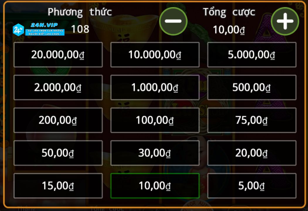 Phương Thức Cược trong Slot Fu Lu Shou tại Nhà Cái 24N