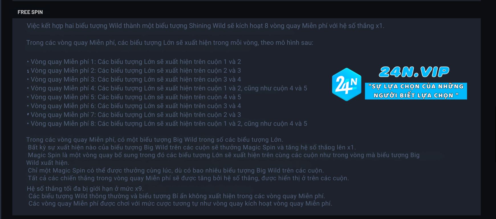 Vòng quay miễn phí (Free Spins) Trò Chơi Wild Overlords trên 24N